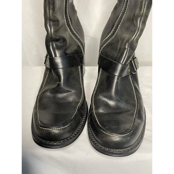 Indigo By Clark’s Leather Boots Women’s Size 6.5 Black Buckle Side Zip Heel Soft - Picture 6 of 16
